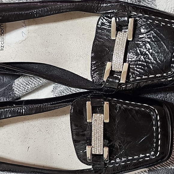 Black liz claiborne flat with silver crystal buckle. Size 9.5 - Picture 2 of 4
